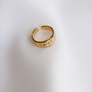 Bague chiffonnée zircon ajustable