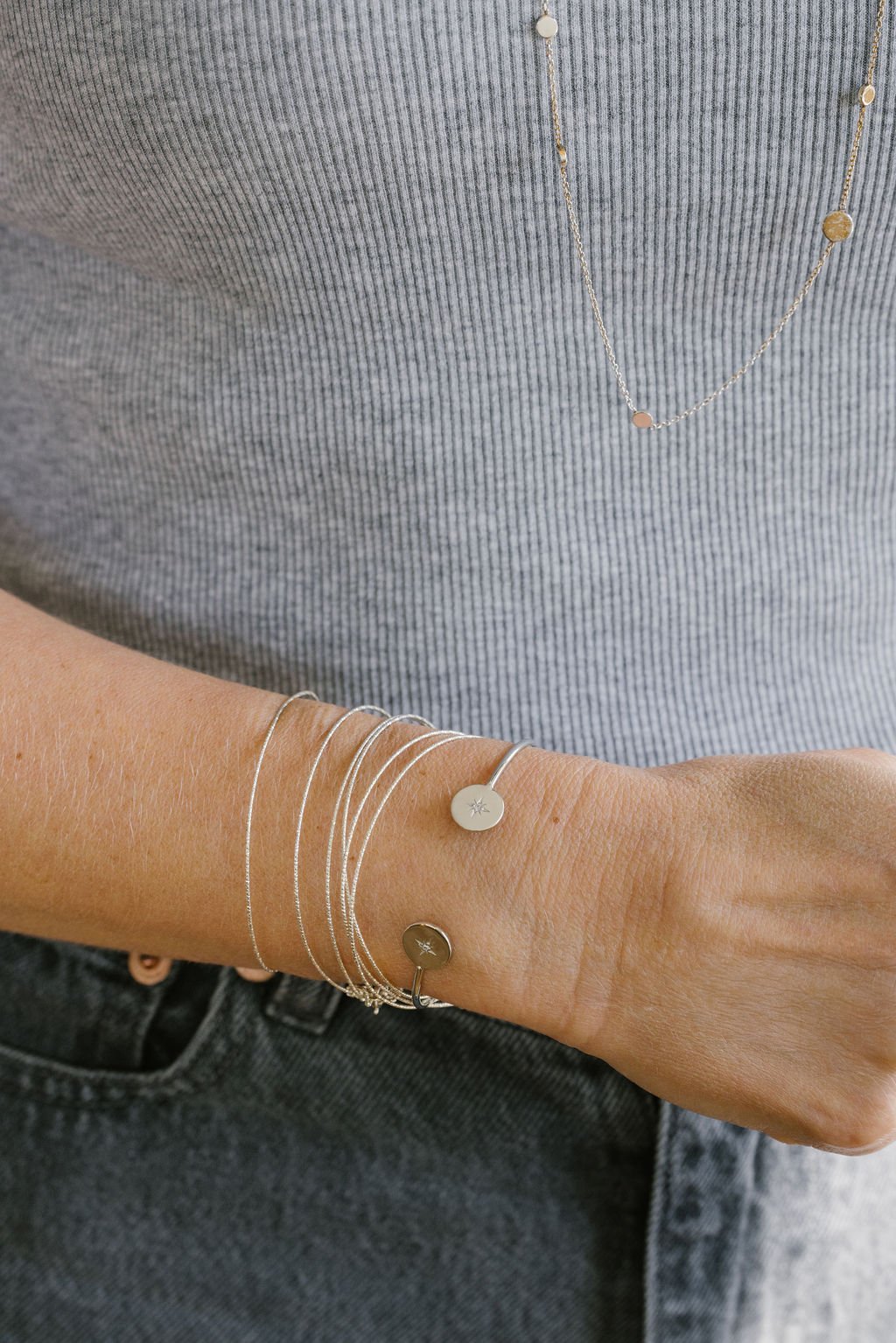 Bracelet Open Cuff Argent – Image 3