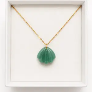 Collier Sunkissed petit coquillage vert foncé